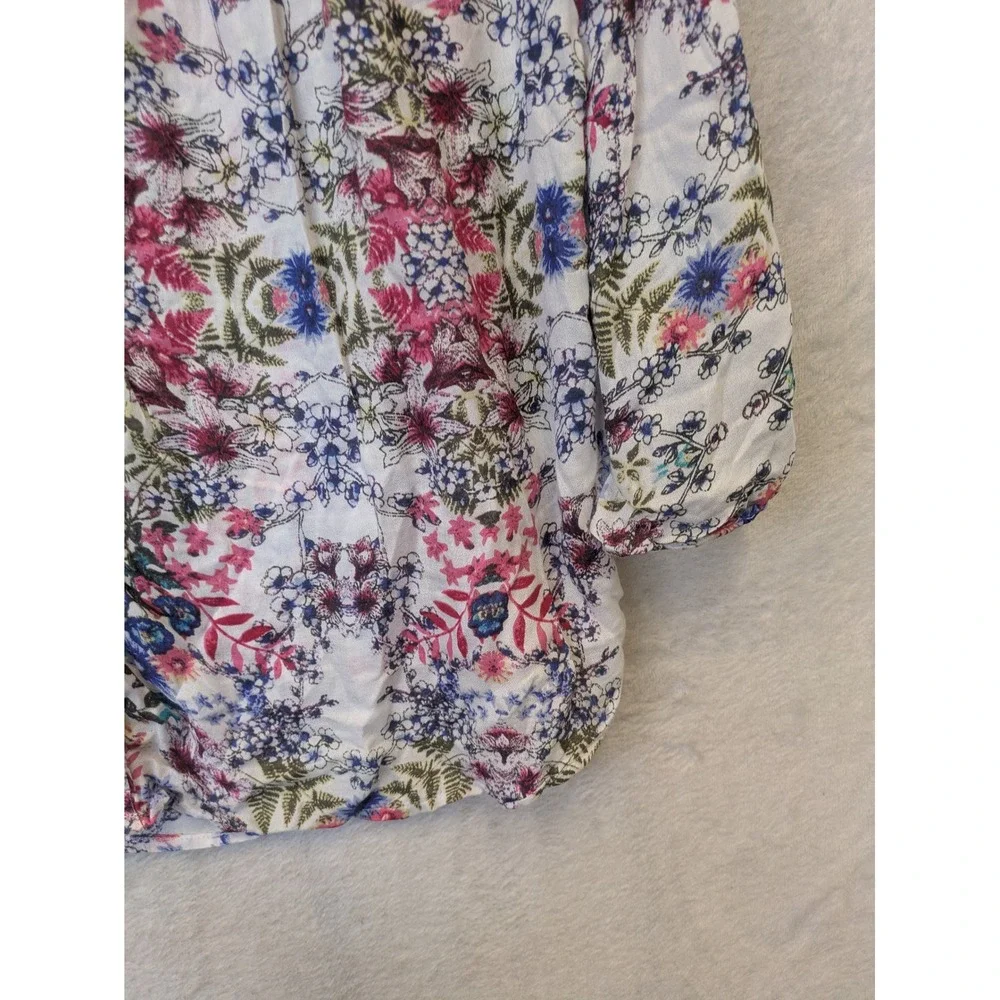 Caffé Marrakesh Blouse Women's XL White Floral Lace Trim Button Front - Picture 7 of 10